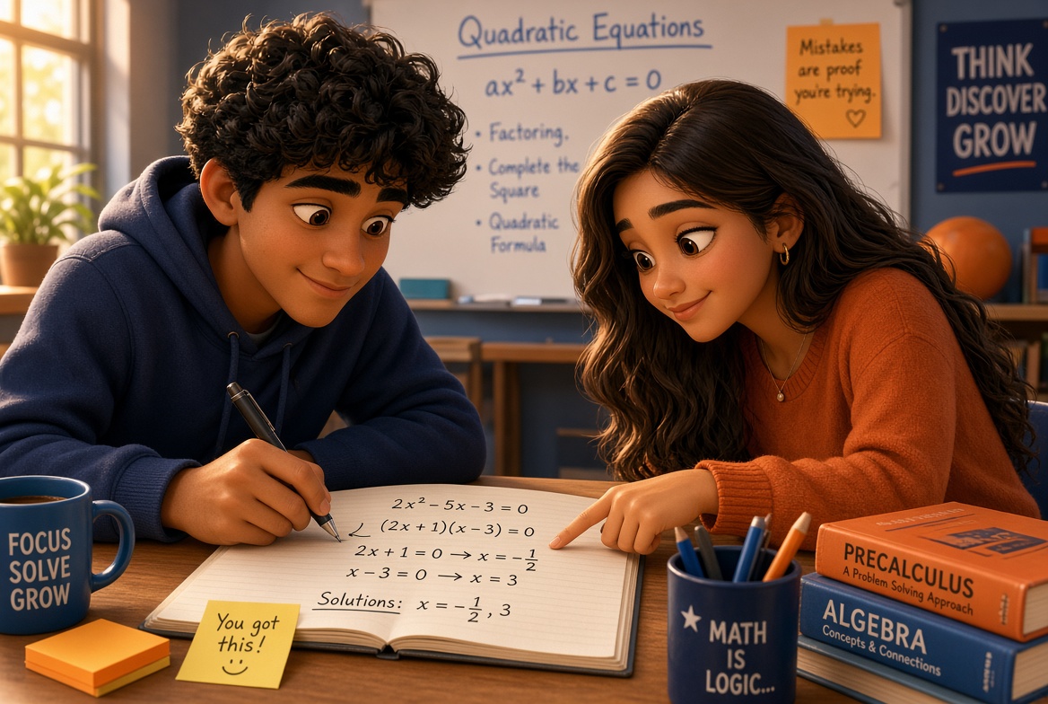 Students solving problems together